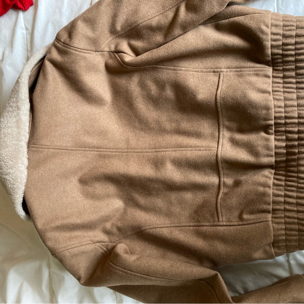 Brown Shearling Collar Bomber Jacket - image 2